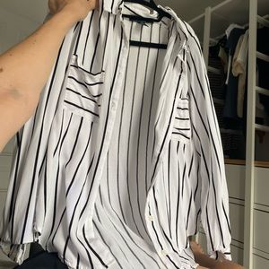 forever 21 contemporary stripped long sleeve blouse